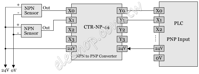 NPN to PNP 接線圖